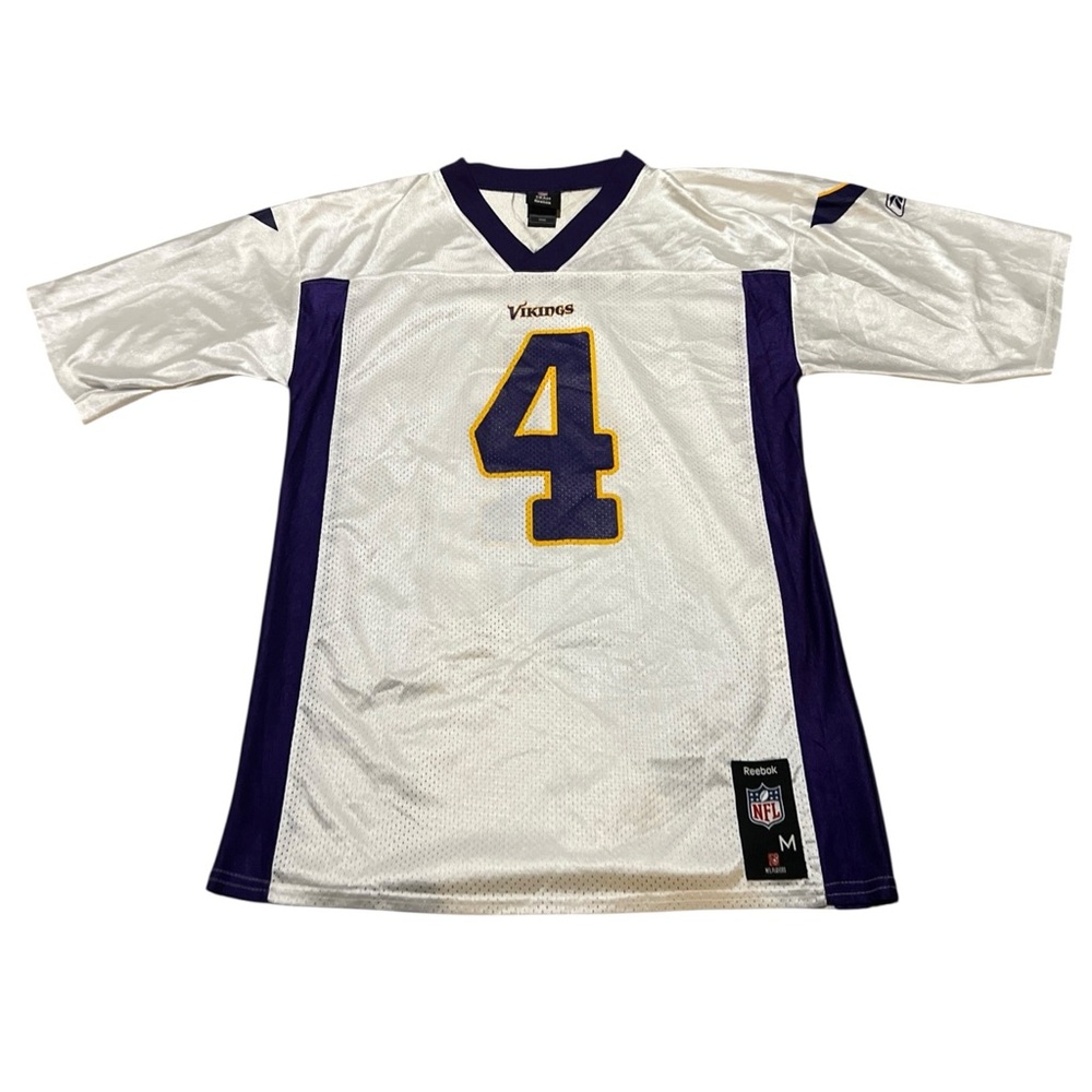 REEBOK NFL MINNESOTA VIKINGS BRETT FAVRE #4 WHITE JERSEY MEN'S SIZE M